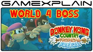 Donkey Kong Country: Tropical Freeze - World 4 Boss Fight Playthrough (Japanese Version)