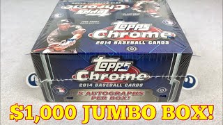 OPENING A $1,000 BOX OF 2014 TOPPS CHROME BASEBALL CARDS!  5 AUTOS!