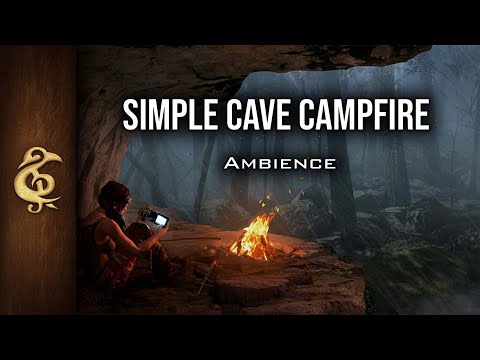 Simple Cave Campfire | Fireplace, Cozy, Nature, Breeze, Ambience | 1 Hour