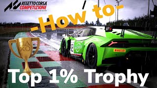 Assetto Corsa Competizione | How to unlock Top 1% Trophy easily. (Do another lap after you hit 99)