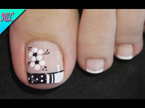 DISEÑO DE UÑAS PARA PIES A BLANCO Y NEGRO FLORES Y FRANCÉS PARA PRINCIPIANTES – FLOWERS NAIL ART