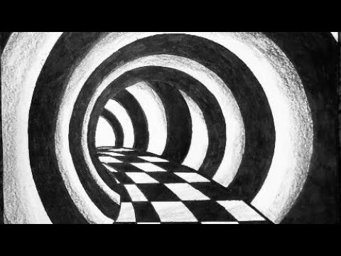 How To Draw A 3d Tunnel Drawing - Optical Tunnel Illusion!