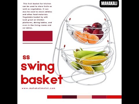 Stainless steel ss kitchen fruit basket 2 tier, for home