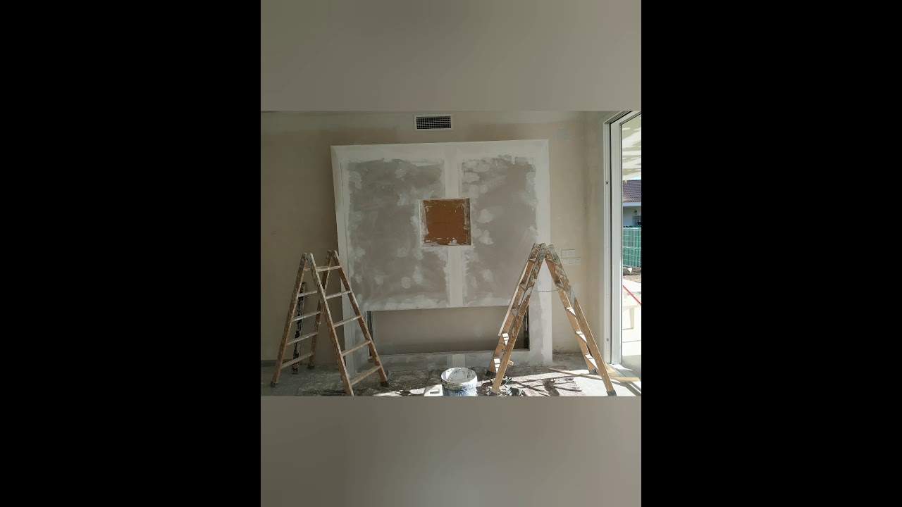 Montaje mueble de Pladur con chimenea eléctrica , luz LED y TV Fácil y económico !!