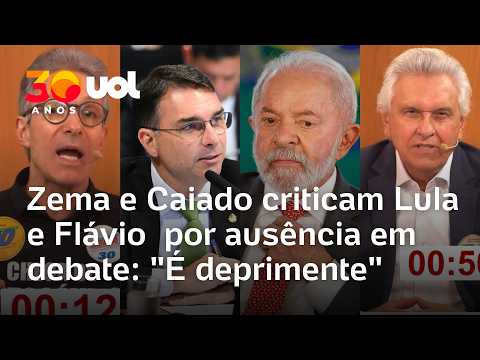 Zema e Caiado criticam Lula e Flávio Bolsonaro por ausência em debate: ‘É deprimente’