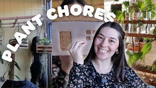 PLANT CHORES | repotting new plants & a hanging plant fail
