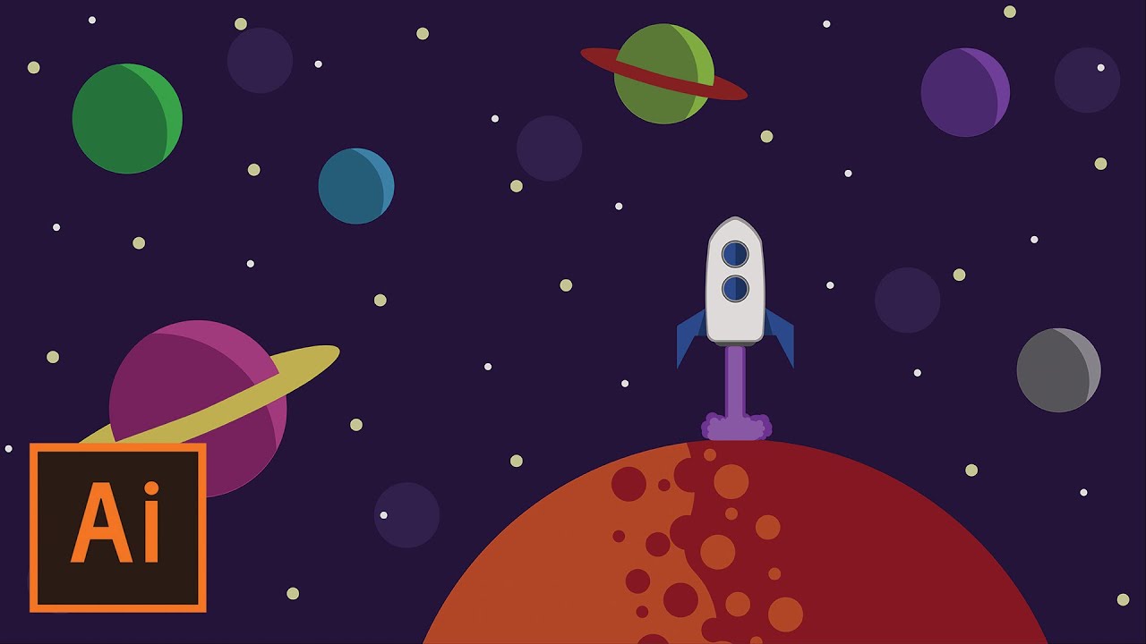Illustrator Tutorial - Flat Design Outer Space