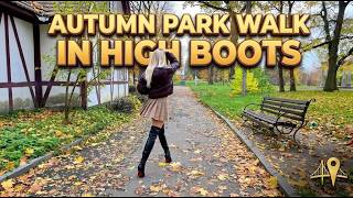 When You Wear High Stiletto Boots for an Autumn Park Walk 🍂👢