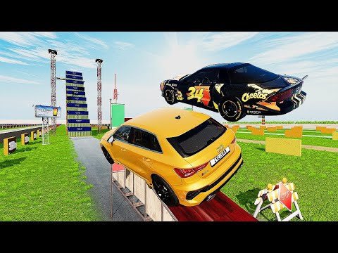 Cars Vs Mega High Container  Jump Test #5 - Speed Car Crash - BeamNG Drive