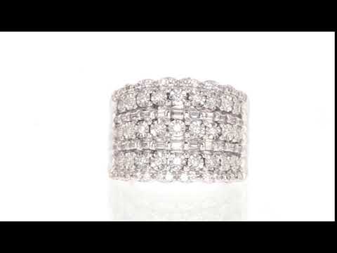 1/2 CTTW Round and Baguette Diamond Ring in Sterling Silver by DeCarat (Size 5) - Second Medium