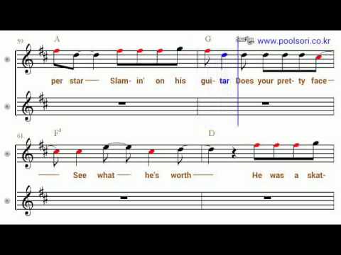 Sk8er Boi  - Eb Alto Sax Sheet Music  [ Avril Lavigne ]