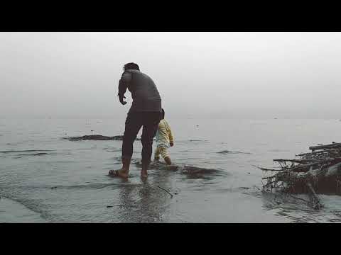 two brothers enjoy sea beach