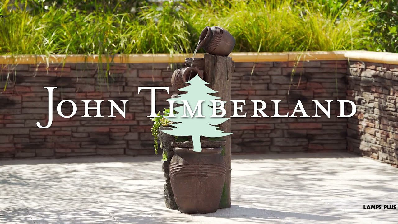 Video1 of Four Pot 39 1/4" High Terracotta Finish LED Cascading Outdoor Fountain