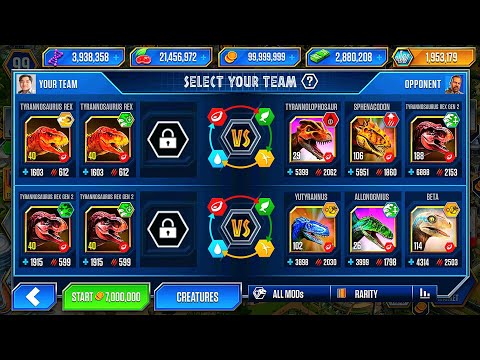 TYRANNOSAURUS REX VS TYRANNOSAURUS REX GEN 2 MODS CHANCE PACK | JURASSIC WORLD THE GAME