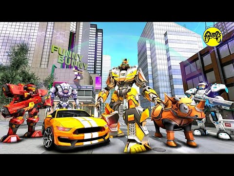 Rhino Robot Car Transforming Games City Battle - Android Gameplay FHD