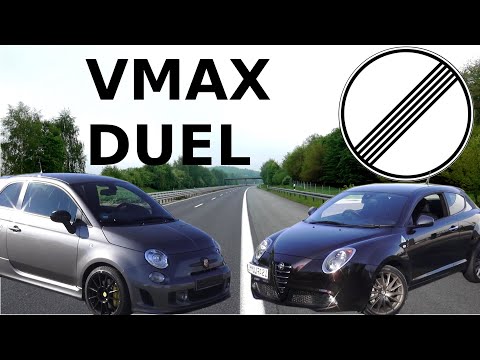 Alfa Romeo Mito QV vs. Abarth 595 Competizione acceleration / Vmax 226kph/ 140mph on German Autobahn
