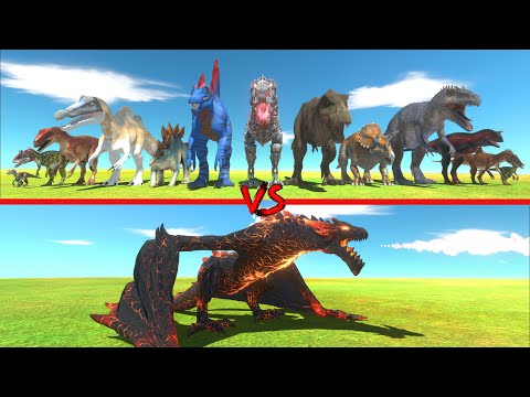 Lava Dragon in Battle with All Dinosaurs - Animal Revolt Battle Simulator