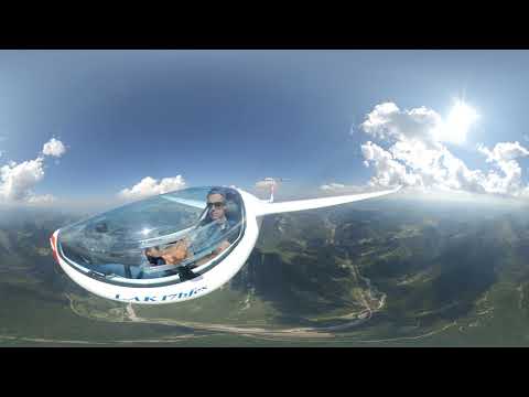 Glider 360 degree outside view during flight