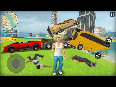 Coach Bus Monster Truck Hovercraft and Police Car Chase Open World Simulator - Android Gameplay.