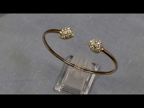 9ct yellow gold cubic zirconia double heart torque bangle