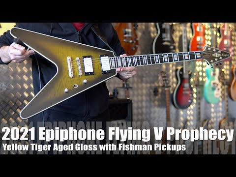 The Epiphone Flying V Prophecy Yellow Tiger Aged Gloss is a badass metal guitar