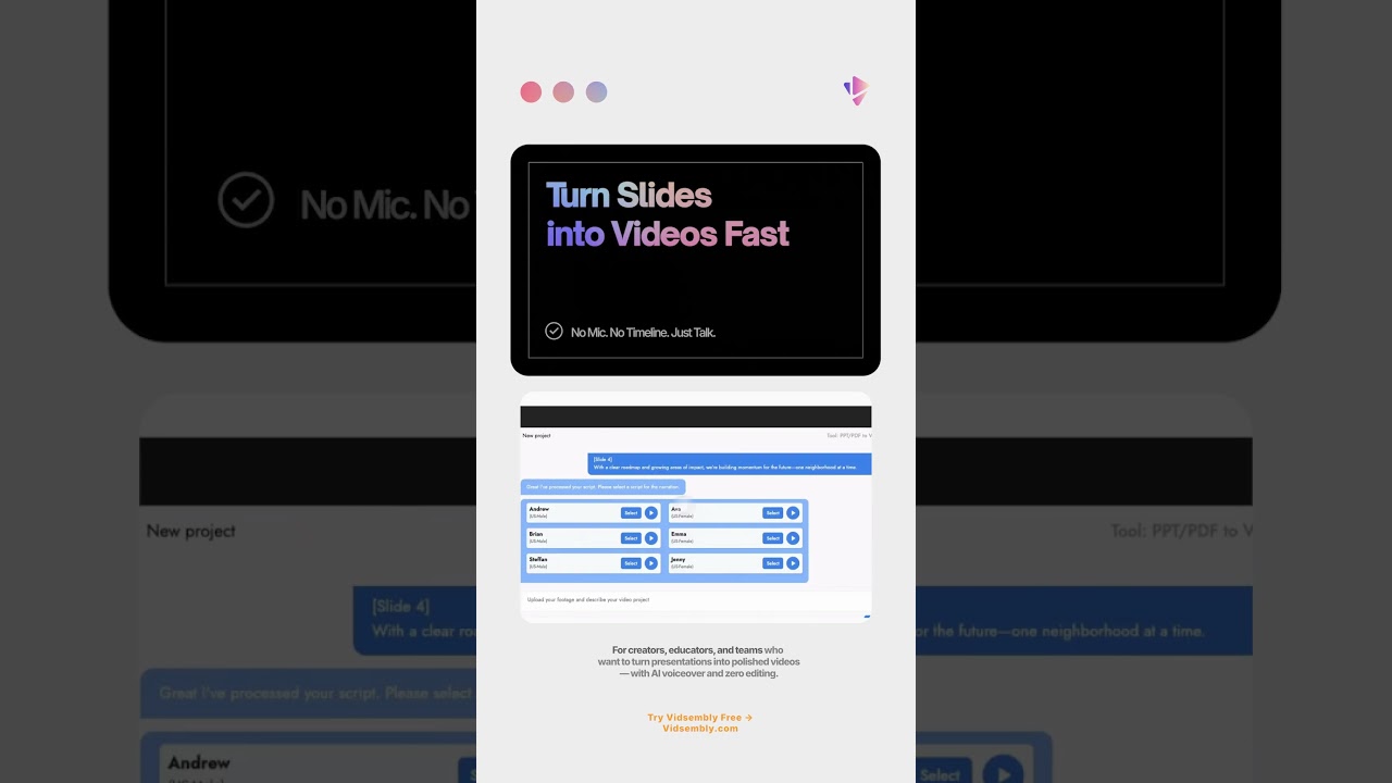 Turn Your Slides into a Narrated Video — with AI (Link in Bio! → vidsembly.com)