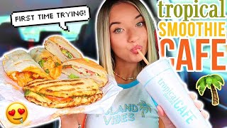 Trying Tropical Smoothie Cafe's FOOD for the FIRST TIME! 🥤🌯🥪 mukbang!