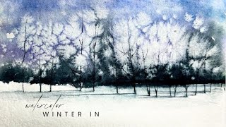 Magical Winter Forest Watercolor Painting – easy technique for this painting