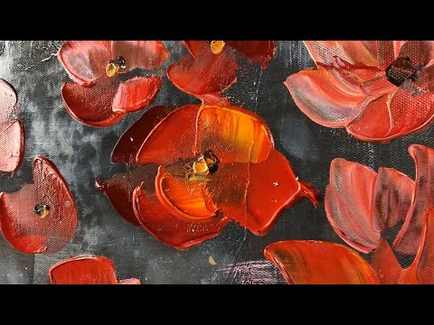 Acrylbild Handgemalt Rosen Sin Grau - Rot - Baumwollstoff - 120 x 60 x 4 cm