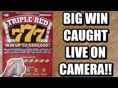 BIG WIN CAUGHT LIVE!! $20 "TRIPLE RED 777" LOTTERY TICKET ...
