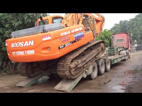 Extreme Dangerous Excavator Heavy Equipment Operator Skills - Truck Climb Excavator Driving