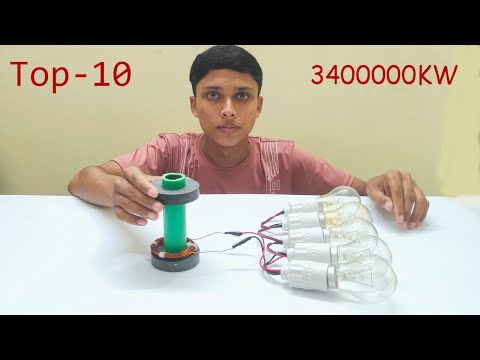 Top 10 Free electricity energy 3400000KW 220v magnetic generator with light bulb at home