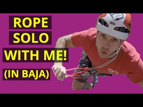Rope Solo Climbing multi-pitch sport climb with Revo - Lolita at Loreto, Baja California