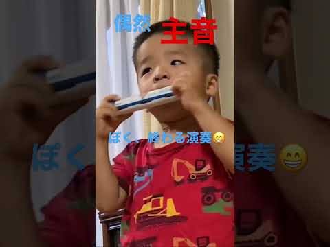 こども学科 偶然、"主音"ぽく終わる息子響のハーモニカ演奏♪