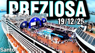 MSC PREZIOSA cruzeiro 19/12/25  navio Santos cruiseship @cruzeiros2025  #drone saindo