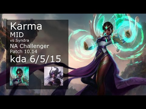 Karma vs Syndra Mid - NA Challenger 6/5/15 Patch 10.14 Gameplay