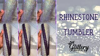 Rhinestone Tumbler | White & Purple Rhinestone Tumbler | Rhinestone Tumbler For Beginners
