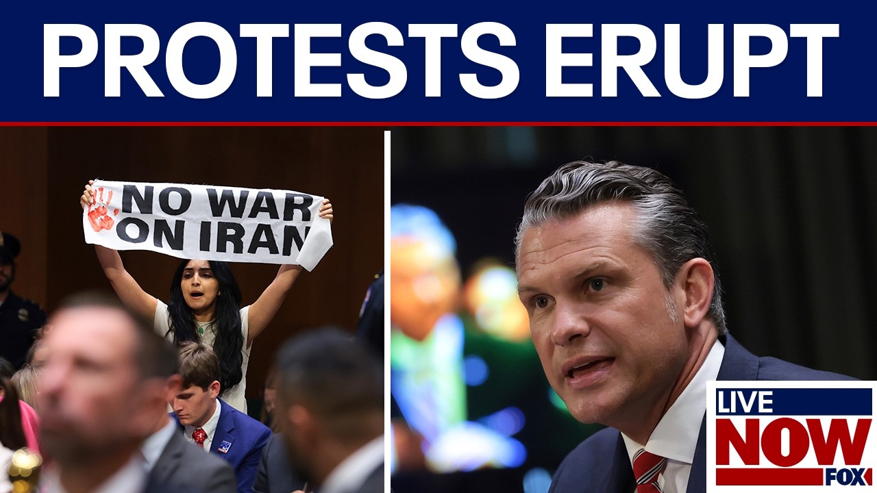 Hegseth interrupted by anti-Iran war protesters