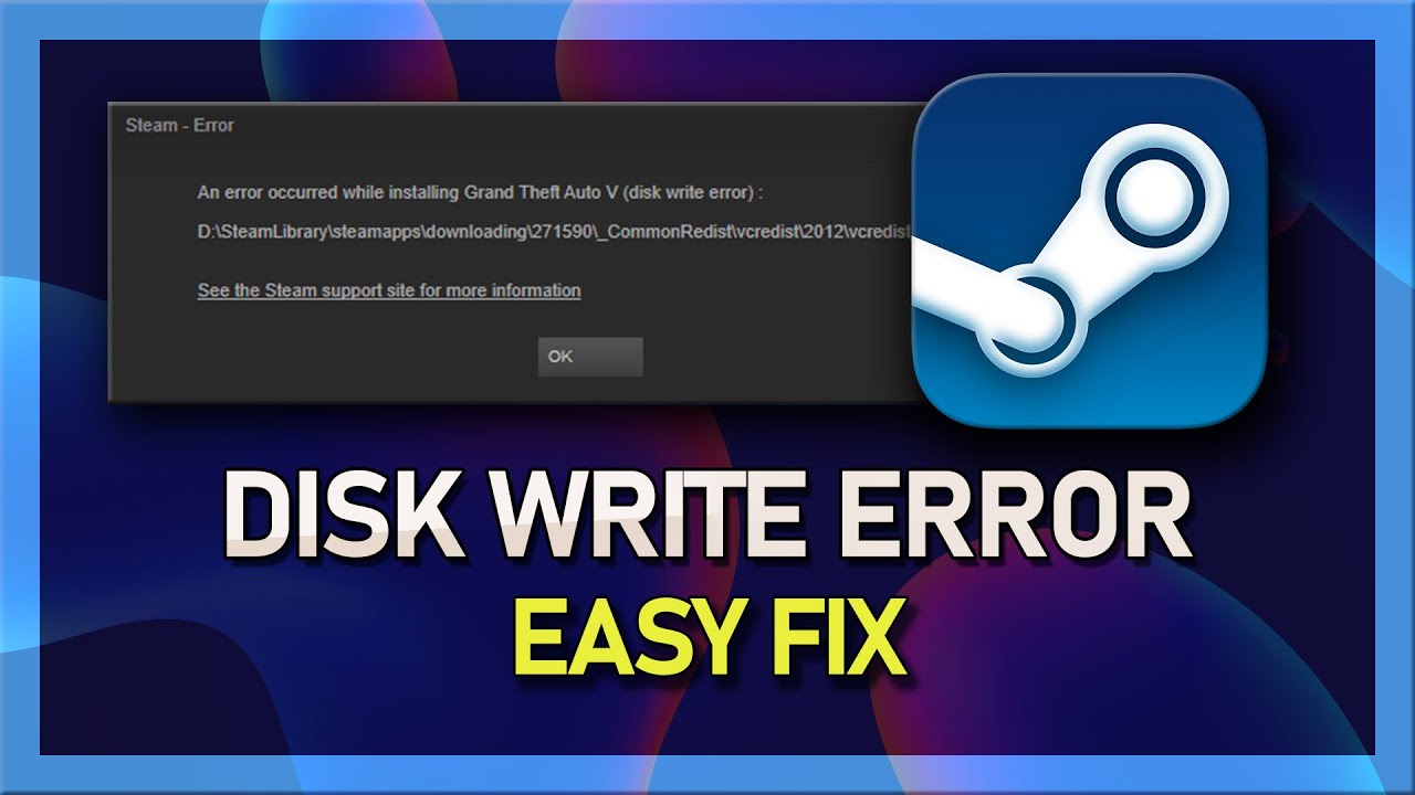 How do I fix the disc write error in Steam?