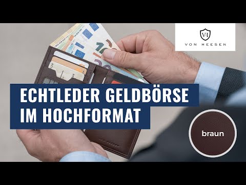 VON HEESEN – Hochformat Geldbörse mit CRYPTALLOY® RFID-Schutz und 8 Kartenfächern (braun)