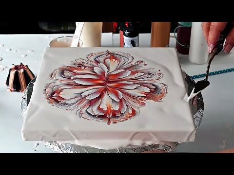 (772) Acrylic pour FLOWER painting ~ CUP BOTTOM reverse dip ~ Fluid Art tutorial ~ Paint #WithMe