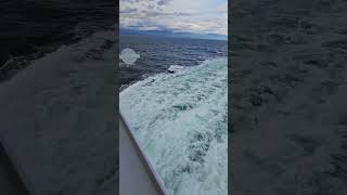 The WAKE from Coral Princess cruise ship off coast of British Columbia Canada
