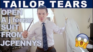 Tailor tears apart a J FERRAR suit from JCPENNYS