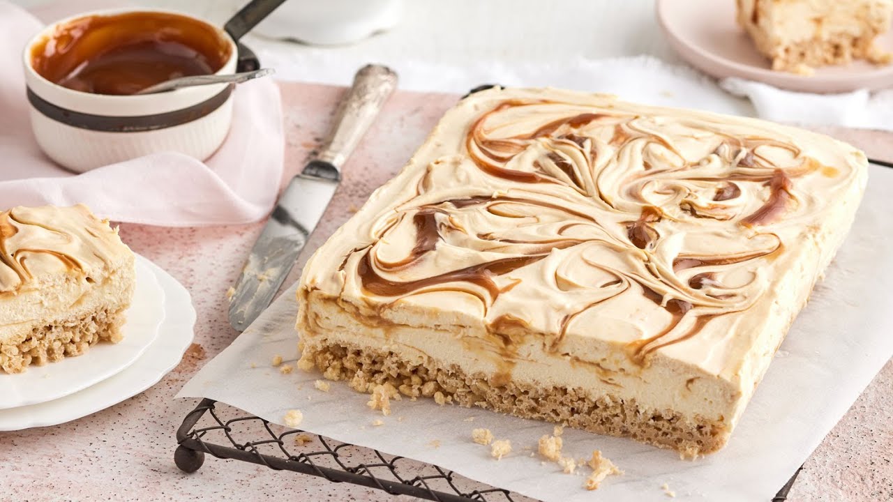 watch video Caramilk Cheesecake Crackle Slice