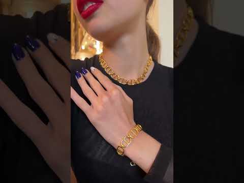 Браслет Диор в виде цепи с логотипами, позолота 18К - фото 1 - id-p2316968686