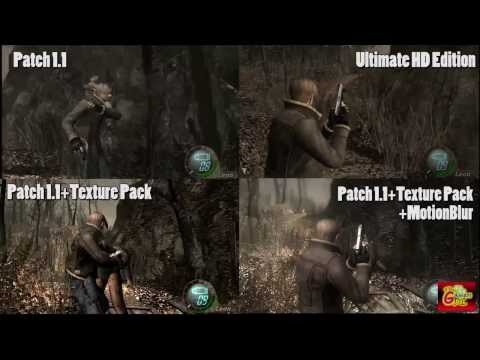 Resident Evil 4 PC Comparison: Ultimate HD Edition  /  Patch 1.1 / Texture Pack / Motion Blur