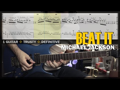 Beat It | Guitar Cover Tab | Solo Lesson | Backing Track with Vocals 🎸 MICHAEL JACKSON & VAN HALEN