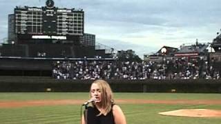 Agnieszka Iwanska sings Polish National Anthem at Wrigley Field - Home of Cubs