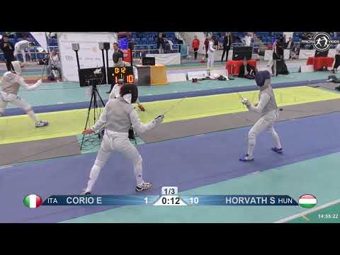 2018 1234 T128 M F Individual Halle GER European Cadet Circuit BLUE CORIO ITA vs HORVATH HUN