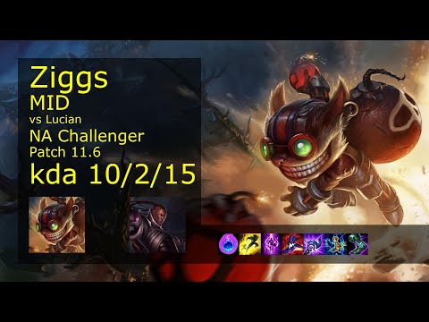 Ziggs Mid vs Lucian - NA Challenger 10/2/15 Patch 11.6 Gameplay
